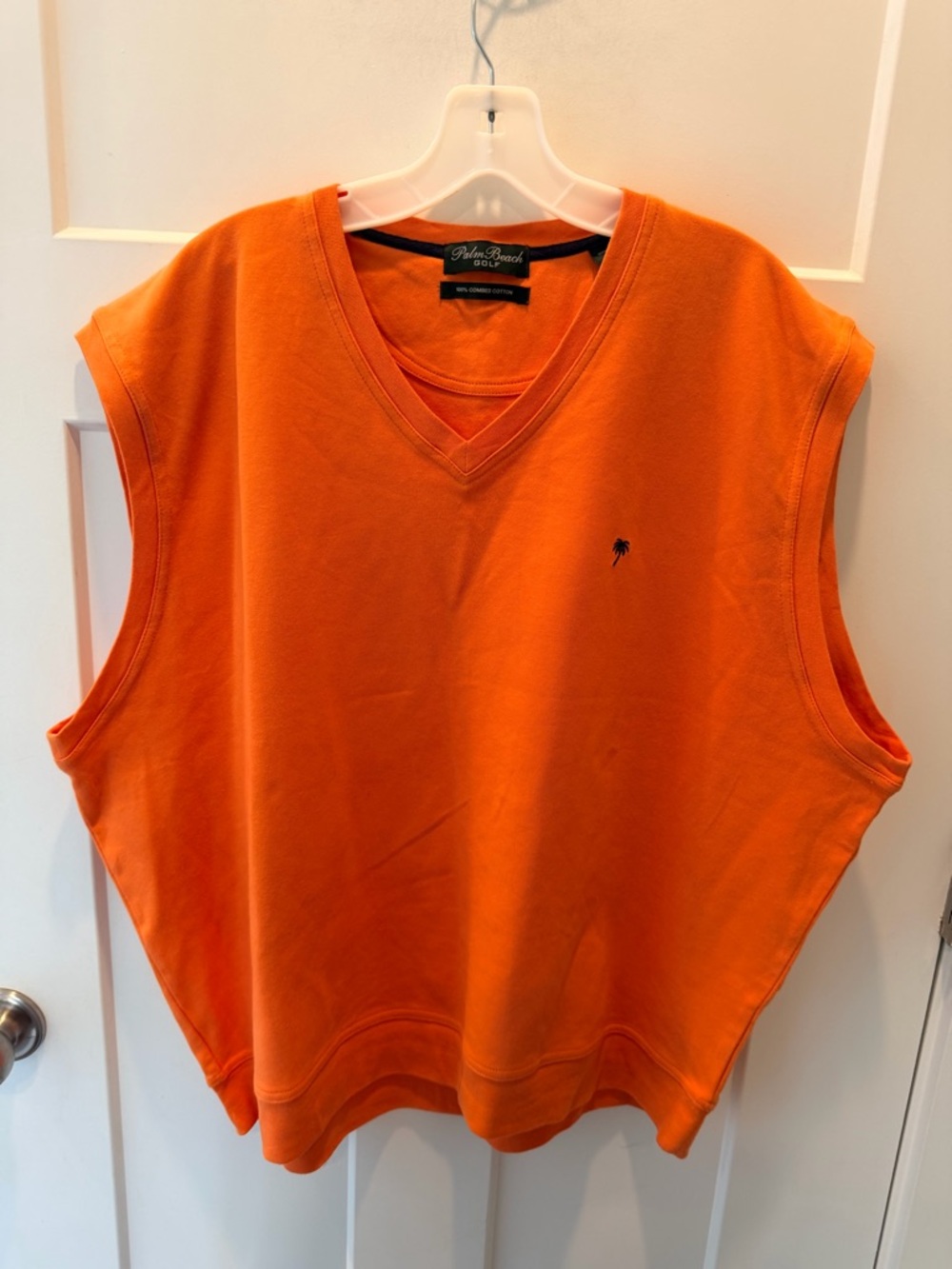 Orange Golf Sweater Vest XL Cotton V Neck Preppy Casual Pullover
